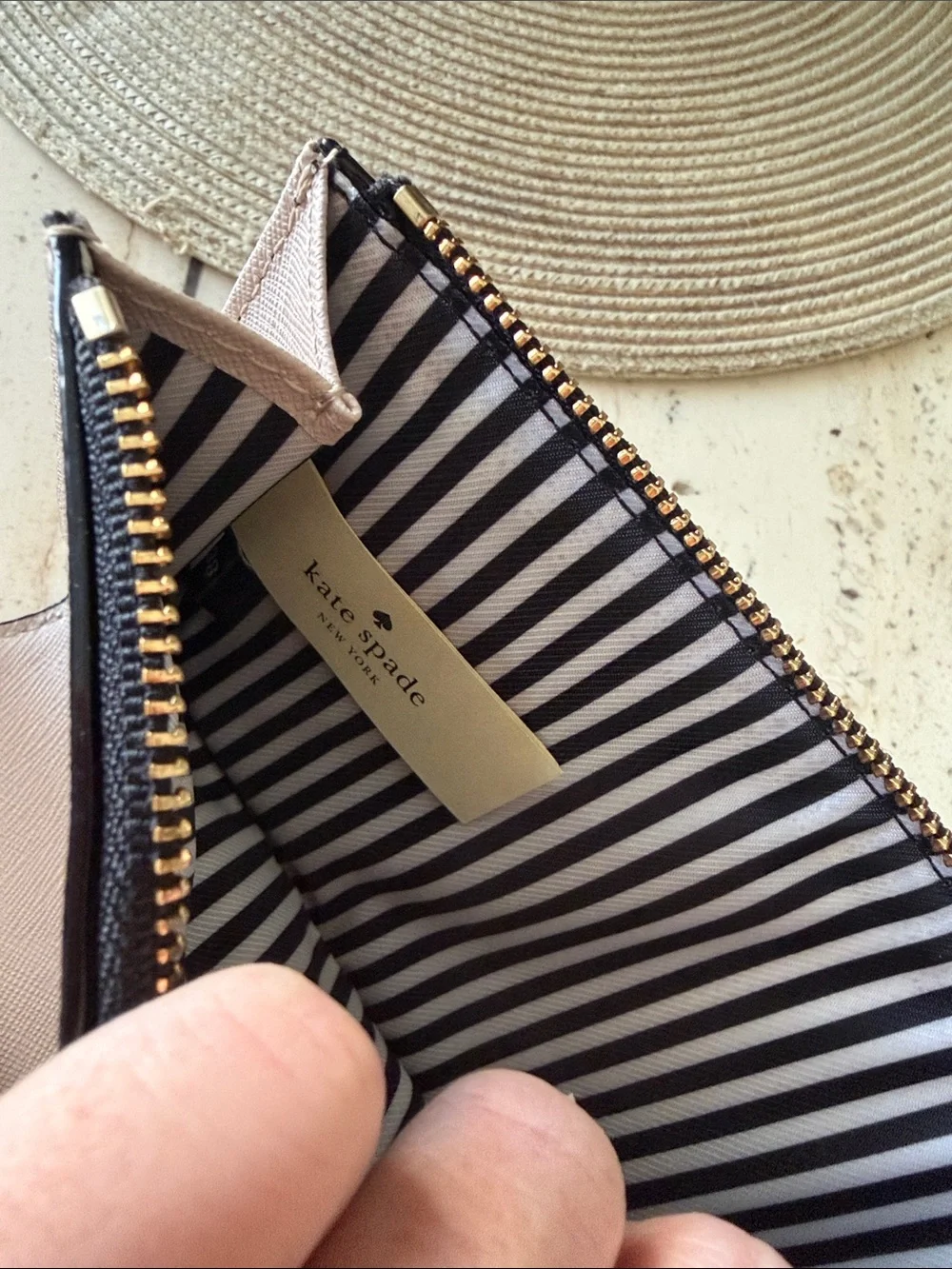 kate spade Two-Tone Black and Beige Zip Wristlet w/Snap Foldout Wallet